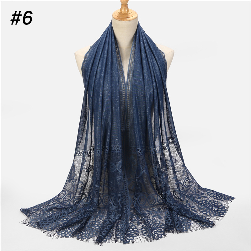

2020 Popular Solid Lace Muslim Women Scarf Hijab Islamic Soft Cotton Headscarf Wrap Foulard Femme Musulman Hijab Shawl Malaysia