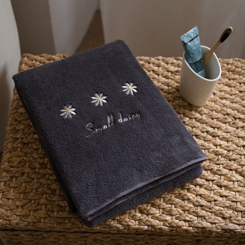 

one towel and one bath towel set Couples Household Non-Pure Cotton Absorbent Quick Drying Not Shed Adult Cute Wrapped Cover, Sky blue