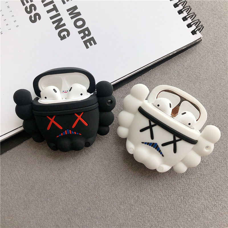 

Bluetooth Wireless Earphone Silicone Black Case 3D Star White Soldier Cover for AirPods 1 2 Headphone Charging Box Cases