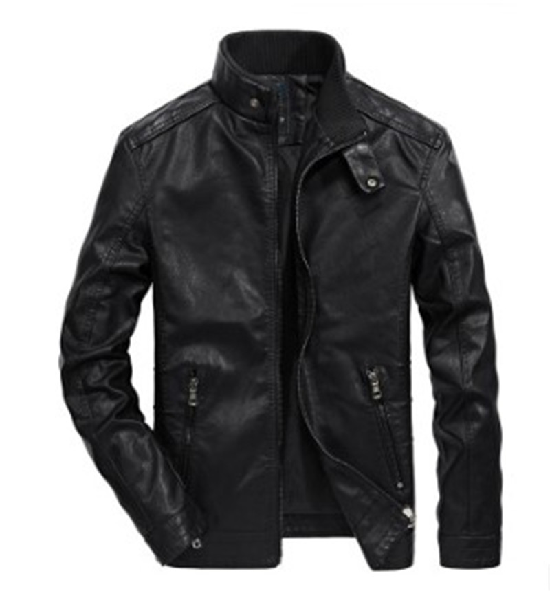 Mens Designer PU Veste en cuir col montant motocycliste Zippers Slim Fit Manteaux Vestes solides avec poches couleur