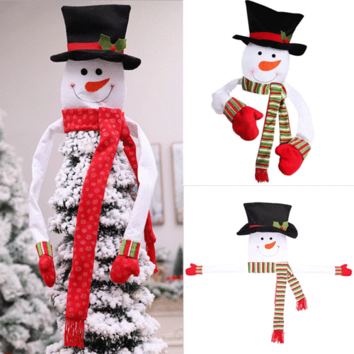 

Christmas Tree Topper Cover Snowman Hat Scarf Xmas Decoration for Home Ornament