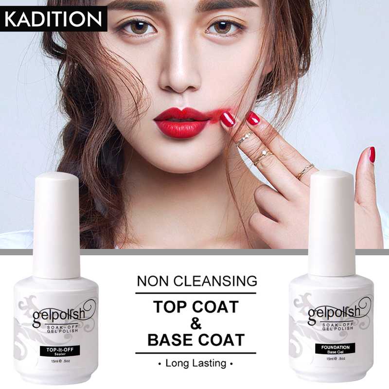 

Top Base Coat Gel Nail Polish Manicure UV Gel Nail Topcoat + Basecoat Color Polish Soak Top Layer Varnish, Fs001
