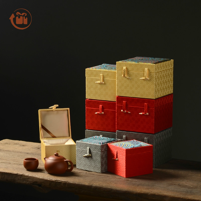 

The Great Wall Brocade Box Multicolor Simple Bone Fastener Teapot Crafts Display Packaging Gift Box candy gift