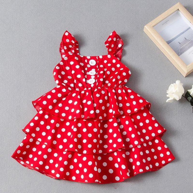 

Toddler Kids Baby Girls Sleeveless Ruffle Polka Dot Princess Dress Outfit Fashion Infant Summer Sweet Cupcake Dress Clothes, As pic