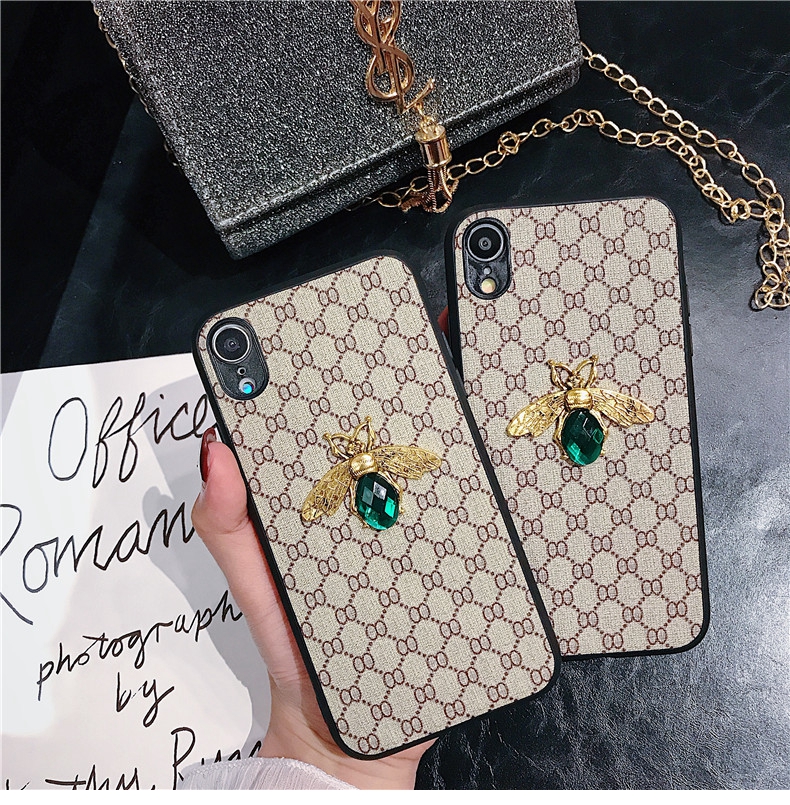 

Nice Luxury 3D Bee Retro Cloth Phone Case for IPhone 11 Pro Case X XR XS XS Max 7 8 6s 6 Plus Diamond Fabric Embroidery Leather Cover