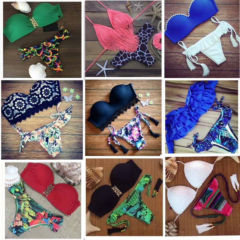 

10 Style New Arrivals Women Swimwear Bikini Sexy Two Pieces Triangle Bikini Swimsuit Lady Swimsuit Padded Bra Set