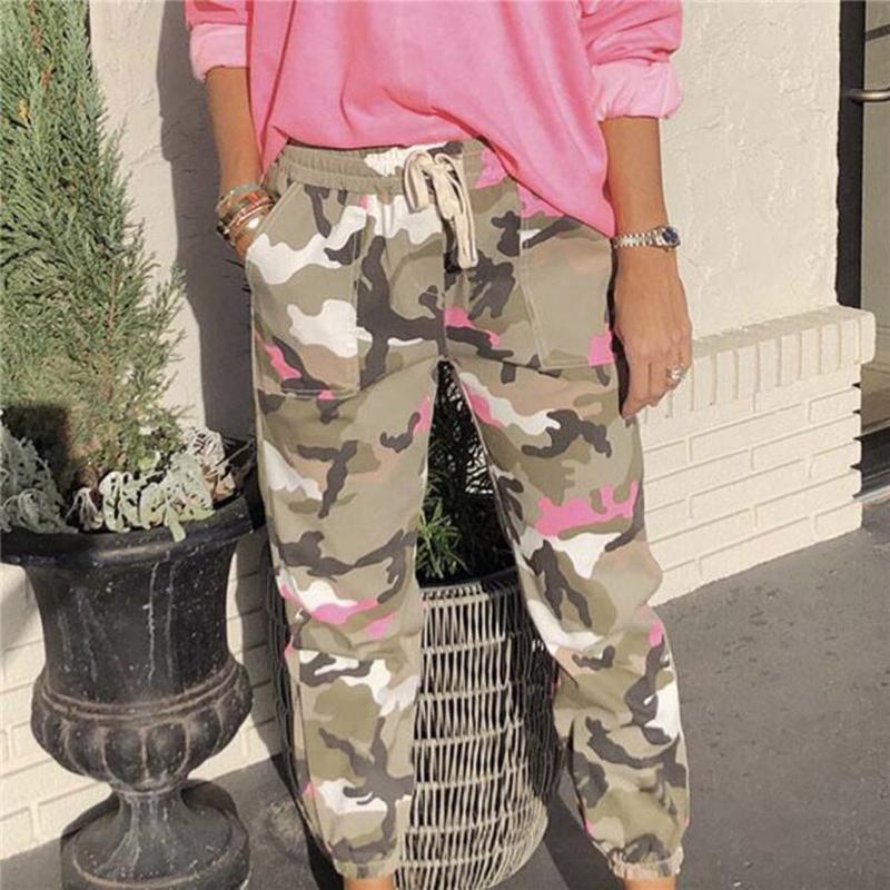 

Camouflage Streetwear Cargo Pants Women Casual Joggers Black High Waist Loose Female Trousers Korean Style Ladies Pants#3, Pink