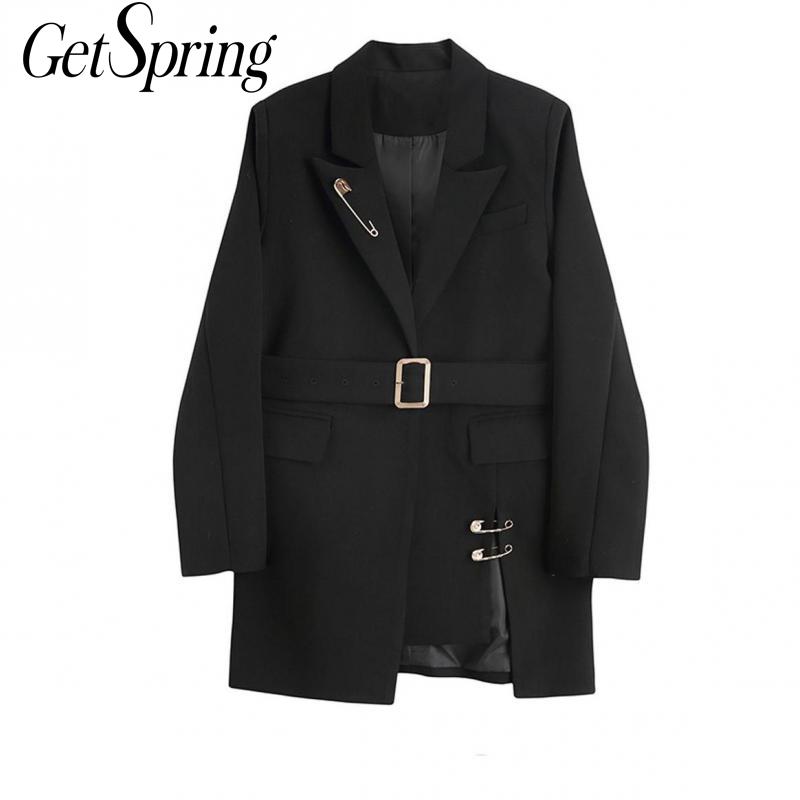 

Getspring Women Blazer Asymmetry Patchwork Long Women Blazers Jackets Irregular Black Casual Suit Coat 2020 New Fashion