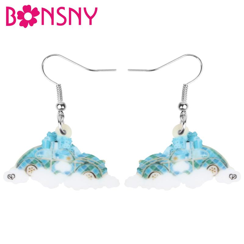 

Acrylic Blue Car Earrings Long Print Realistic Dangle Drop Jewelry For Women Girls Teens Fashion Wedding Gift Decoration