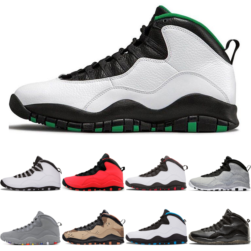 

New Arrival 10s Seattle Men Basketball Shoes 10 Steel Grey GS Fusion Red Cement Chicago Cool Grey Designer Trainers Sports Sneakers