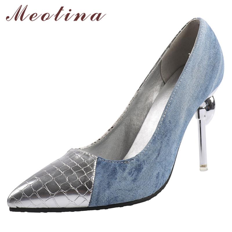 

Meotina High Heels Women Shoes Rhinestone Thin High Heels Party Shoes Mixed Colors Pointed Toe Pumps Ladies 2020 Plus Size 33-46, Yellow