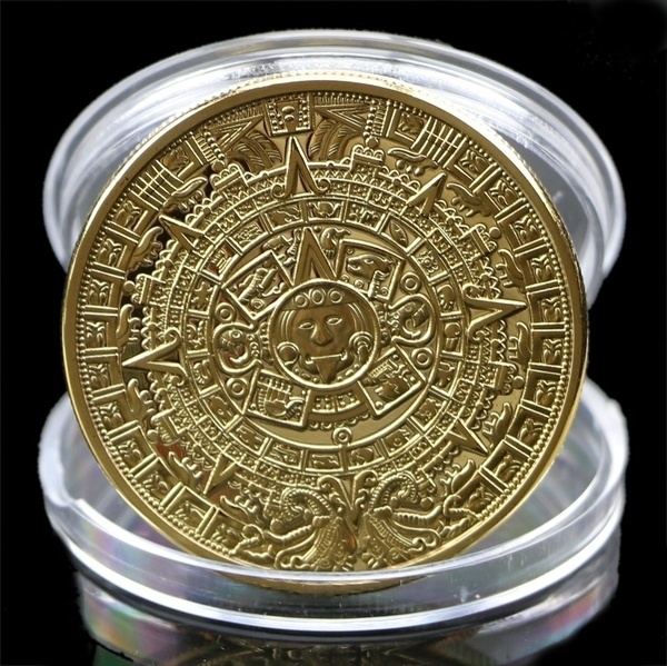 

Silver Plated Mayan Aztec Calendar Souvenir Commemorative Coin Collection