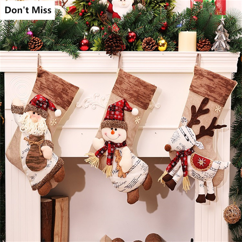 

Christmas Gift Holders Santa Claus Christmas Stockings Xmas New Year Gift For Kid navidad Candy Bag Bags