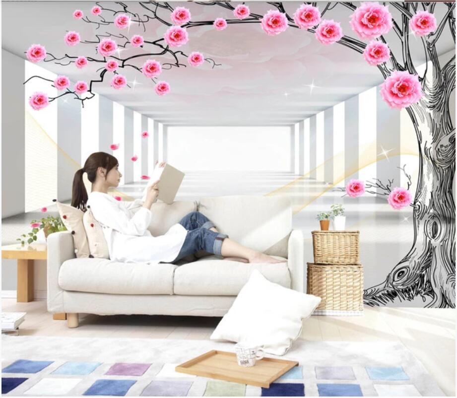 

3d wallpaper custom murals photo 3D space expansion romantic rose tree TV background home decor wall art picture wallpaper for walls 3 d, Non-woven