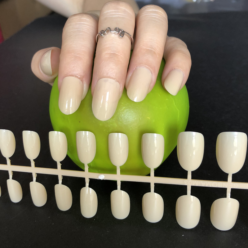 

Candy Milk Skin colour UV Gel Cover False Nails Shiny round head Fake Nails Tips Full Wrap gel nail polish Faux ongles DIY #02, 02