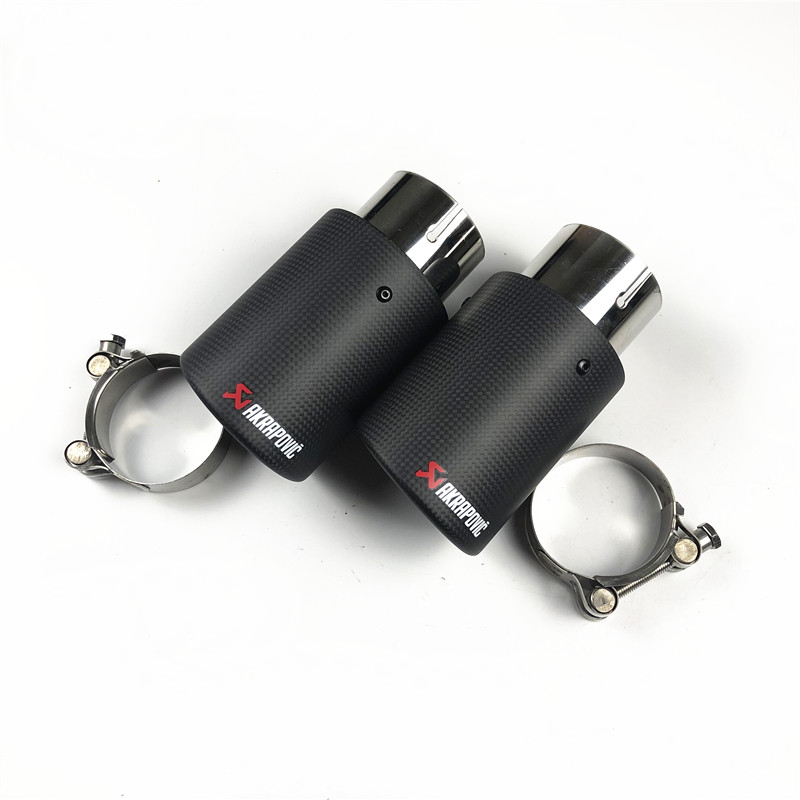 

1 pair Universal Carbon fiber exhaust tip Curly edge matte exhaust muffler pipe Akrapovic Car style Muffler tail end tips