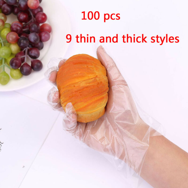 

100pcs Disposable Plastic PE Gloves for Kitchen Cooking Cleaning Prep 9 Styles