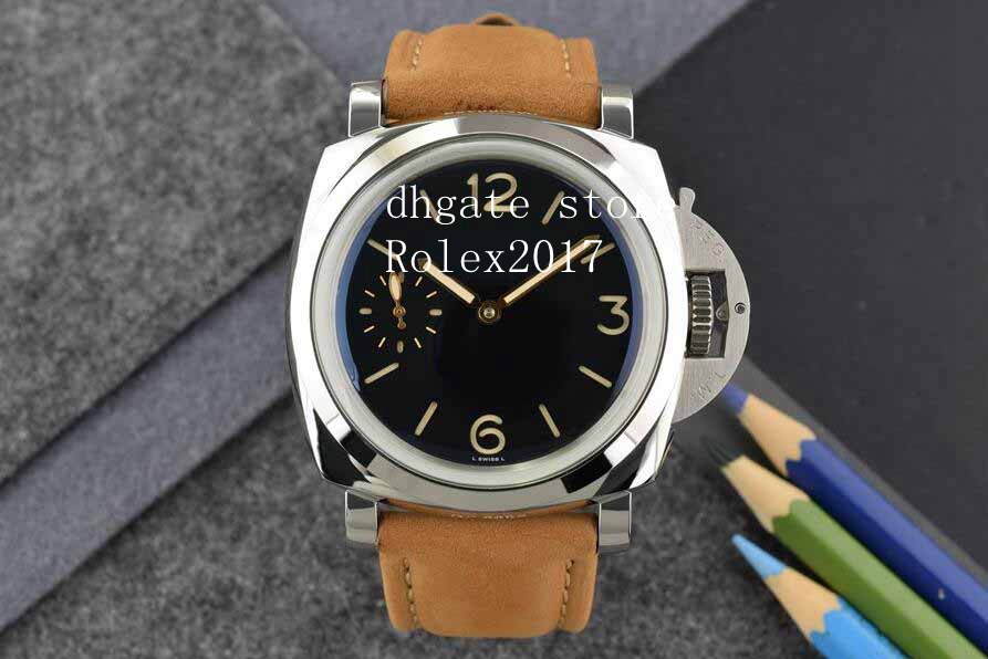 

2021 Men's Mechanical Watch Cal.2813 Movement Counterclockwise Manual winding mechanical movement Brown suede strap Diving Mens Watches, Black