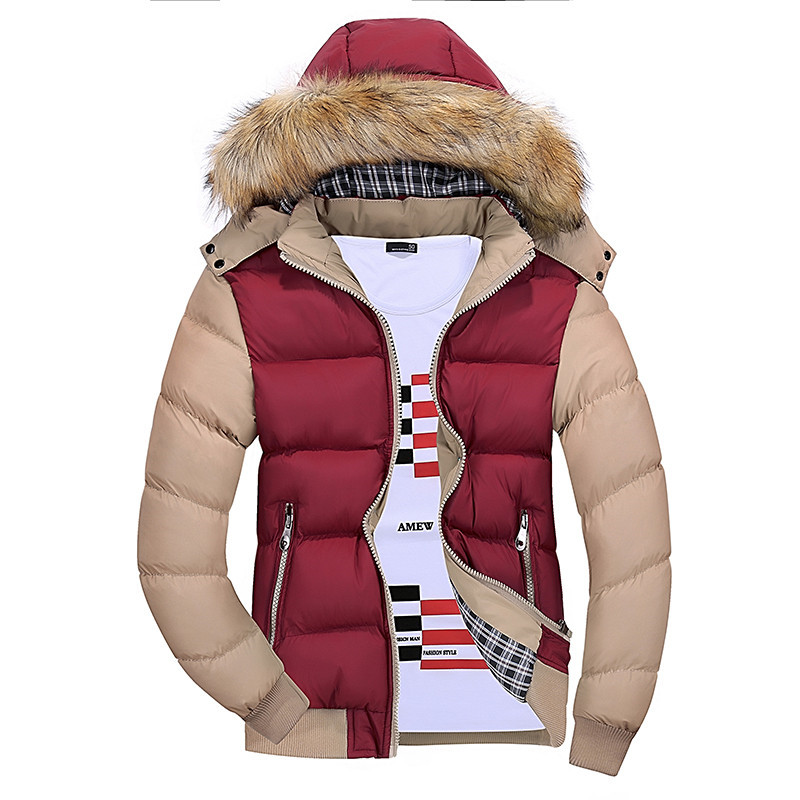 

New Men's Winter Jackets Size -4XL Hooded Fur Collar Parka Casual Padded Men's Thicken Warm Coats Male Fashion Clothes, Color 6