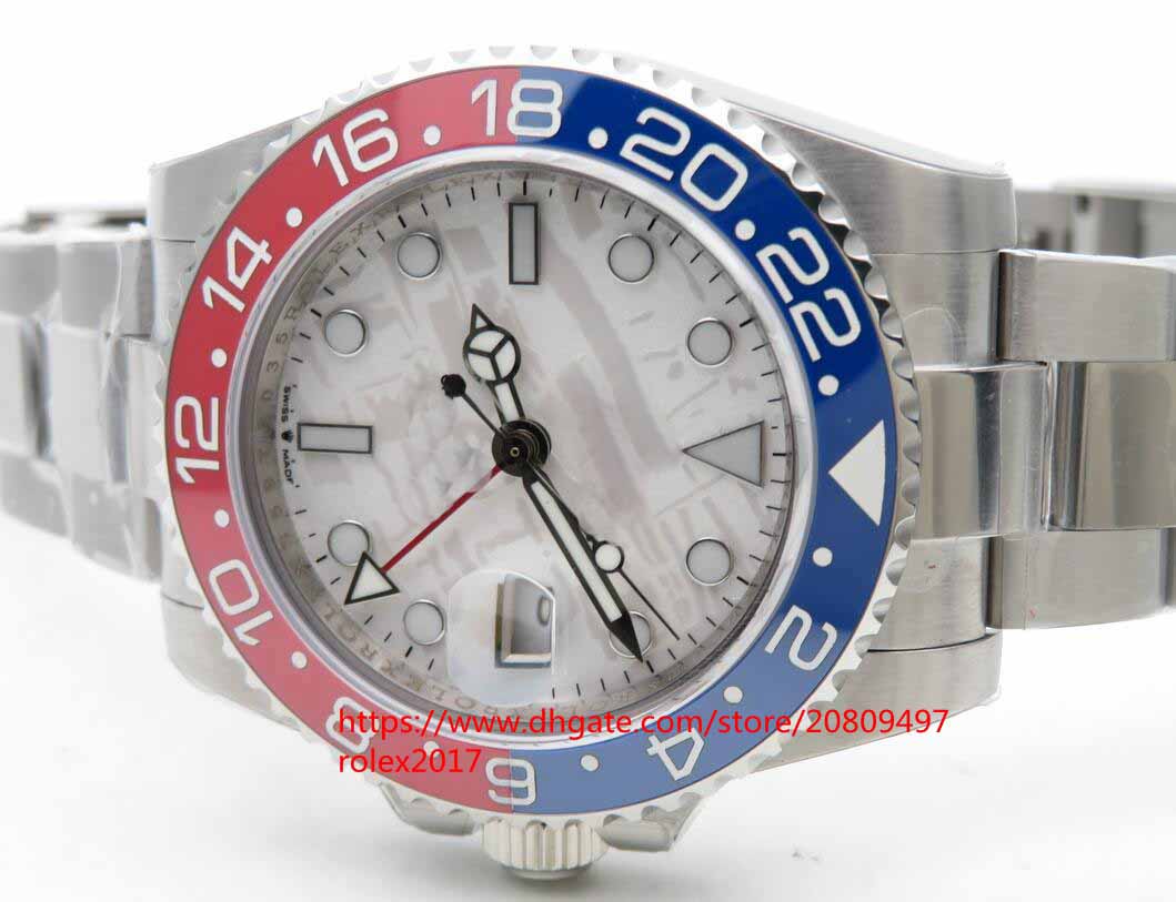 

Men's 126719BLRO Watches Automatic ETA 2813 BP Factory GMT Meteorite Style Dial with Round Markers Red/Blue Ceramic Sapphire watches nobox, White