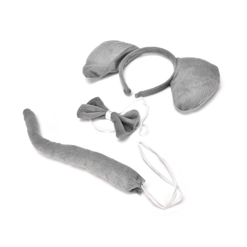 

Child Adult Animal Costume Set Large Elephant Ears Headband Bow Ties Long Tail Halloween Party Favors Cosplay Kit Birthday Decor