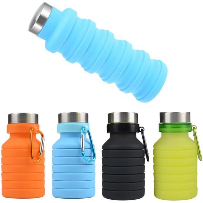 

News 550ML 19oz Portable Retractable Silicone Water Bottle Folding Collapsible Coffee Water Bottle Travel Drinking Bottle Cups Mugs BPA Free