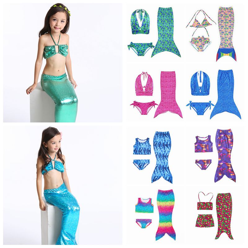 

25 Styles Kids Mermaid Swimwear Baby Girls Mermaid Swimsuits Kids Mermaid Bikini Beach Clothing 3pcs/set CCA11596 20set
