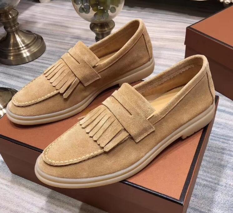 

Nubuck Tassels Casual Dress Shoe Original Cowhide Leather Slip on Loafers Mens Loro Walk Shoes Luxury Designer Plus Size 45 46, White