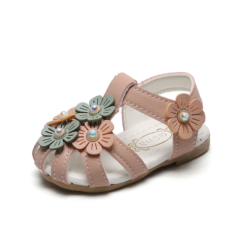 

2020 summer new girl soft bottom sandals wild flower princess shoes Korean version baby sandals, Pink