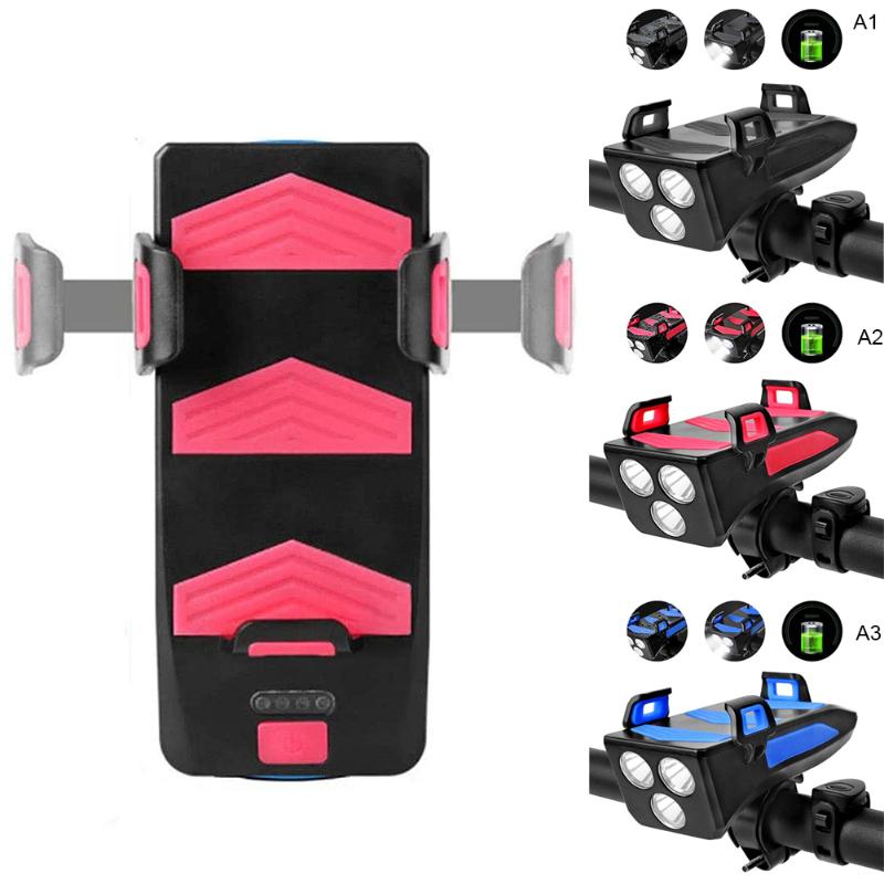 

4 In 1 4000mAh Induction Bicycle Front Light Set USB Rechargeable Smart Headlight With Horn LED Bike Lamp Cycling