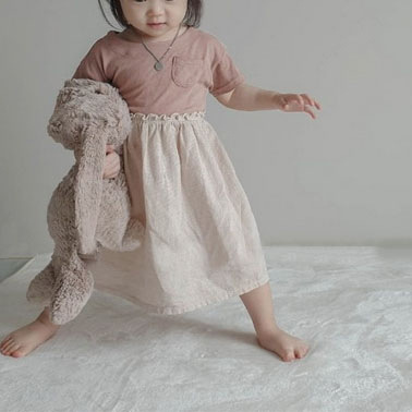 

2020 Summer Korean Children's Clothing New Girls Fresh Color Matching Retro Casual Dress, Pink