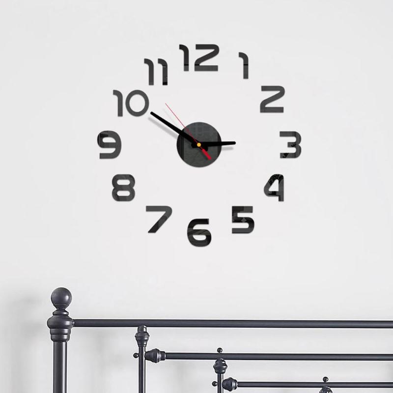 

2019 3D Clocks Mirror Acrylic Modern DIY Wall Clock Surface Sticker Office Home Decor wall sticker Room Decor Sticking Clock A40