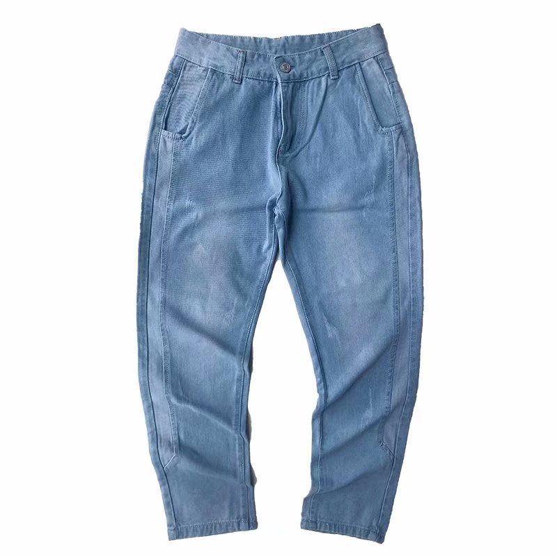 

Spring and Autumn 2020 Denim Pants Men's Loose Korean Casual Trend ankle length Pants Student Straight Denim Jeans, Blue