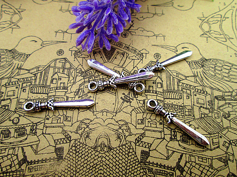 

150pcs-- vintage sword charms, Antique Tibetan silver sword Charms 22x5mm