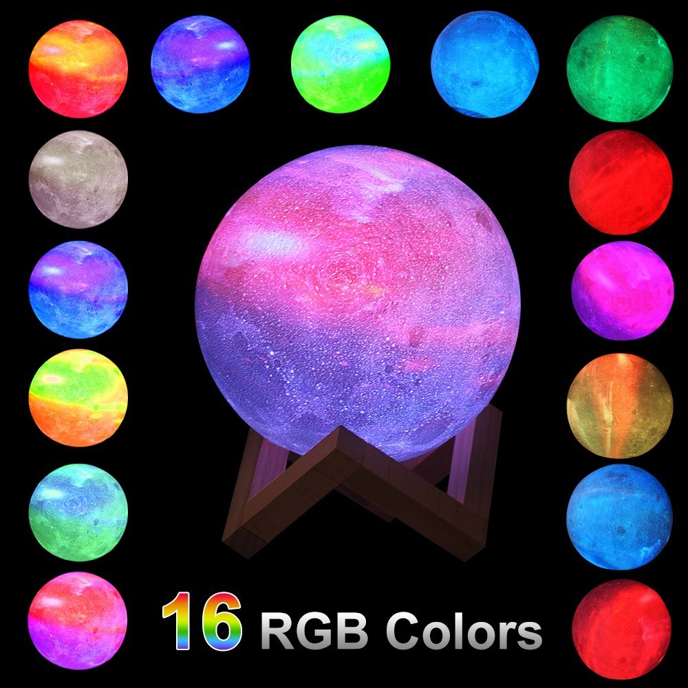 

3D Print Star Moon Lamp LED Night Light 16Color Change Bedroom Table Desk Bedside Lamps USB Led Nightlight for Home Christmas Decoration