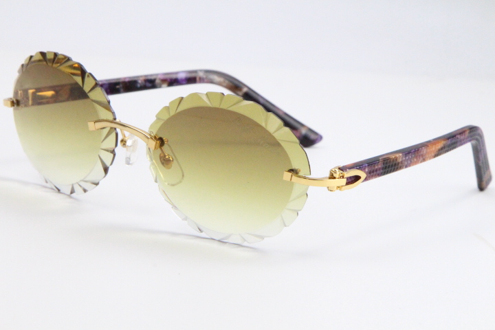 

Selling Rimless Fanciful Glasses 3524012A Sunglasses Metal Marble Purple Plank Elongated and Slim Eyewear Oversized Round Sunglasses Gradient Lenses
