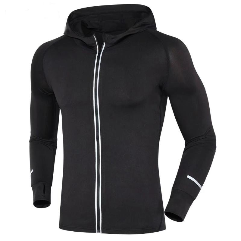 

Men Running Run Jacket Sweaters Compression Tights Fitness Exercise Outdoor Sports Soccer Football Gym Jogging Jogger Jackets, S9801 gray