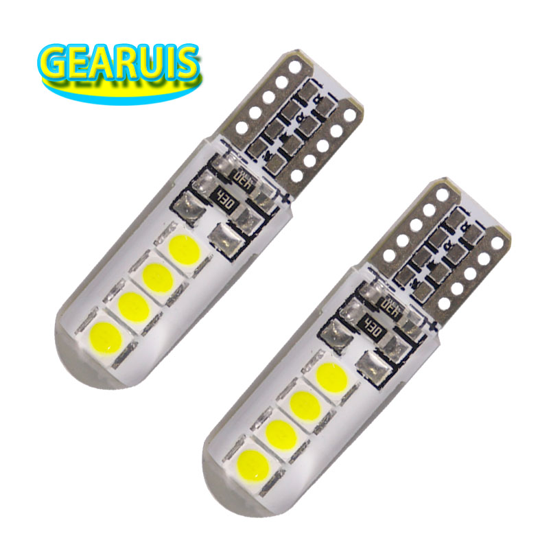 

100Pcs T10 Silicone case 8 SMD LED 3030 Car LED W5W 192 168 Silica gel Signal lamp 194 501 Side Wedge parking bulb 12V, As pic