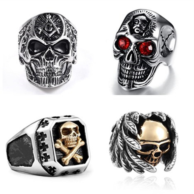 Titanium Acero Negro Spider Man mal Skull Para Hombre declaración Anillo Gótico De Regalo