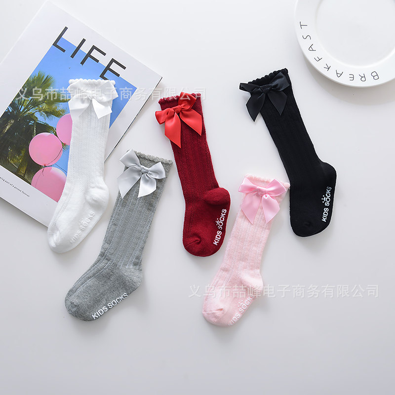 

Newborn Socks Baby Boy Kids Socks Toddlers Girls Big Bow Knee sock High Long Soft Cotton Lace Baby Kids Girl, Blue