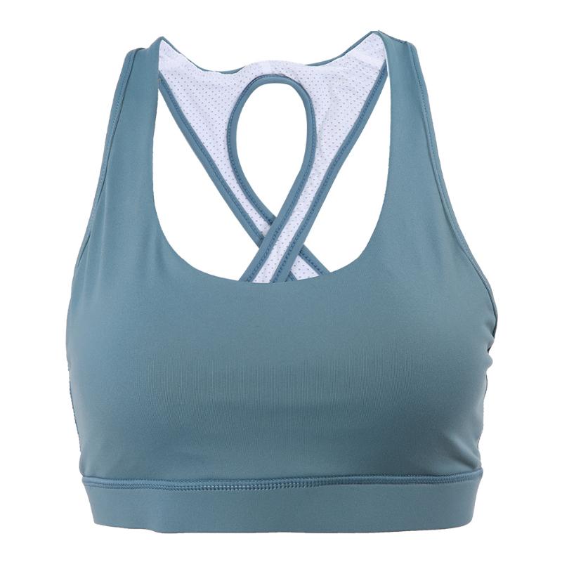 

Women Yoga Fitness Workout Padded Sports Shockproof Underwear Bras Yoga Wear Beautiful Back Cross Shockproof Running Sports Bra, Aqua blue l