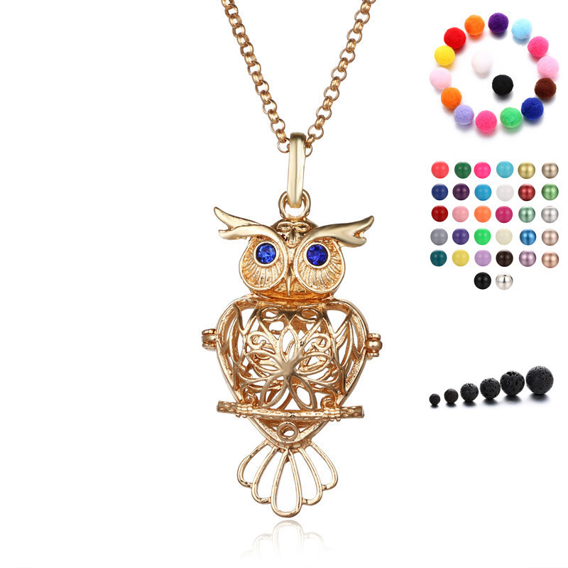 

Disffuser Necklace birdcage owl cone pearl accessories Locket Essential Oil Diffuser Necklaces Hollow out Locket Cage Pendant Necklace