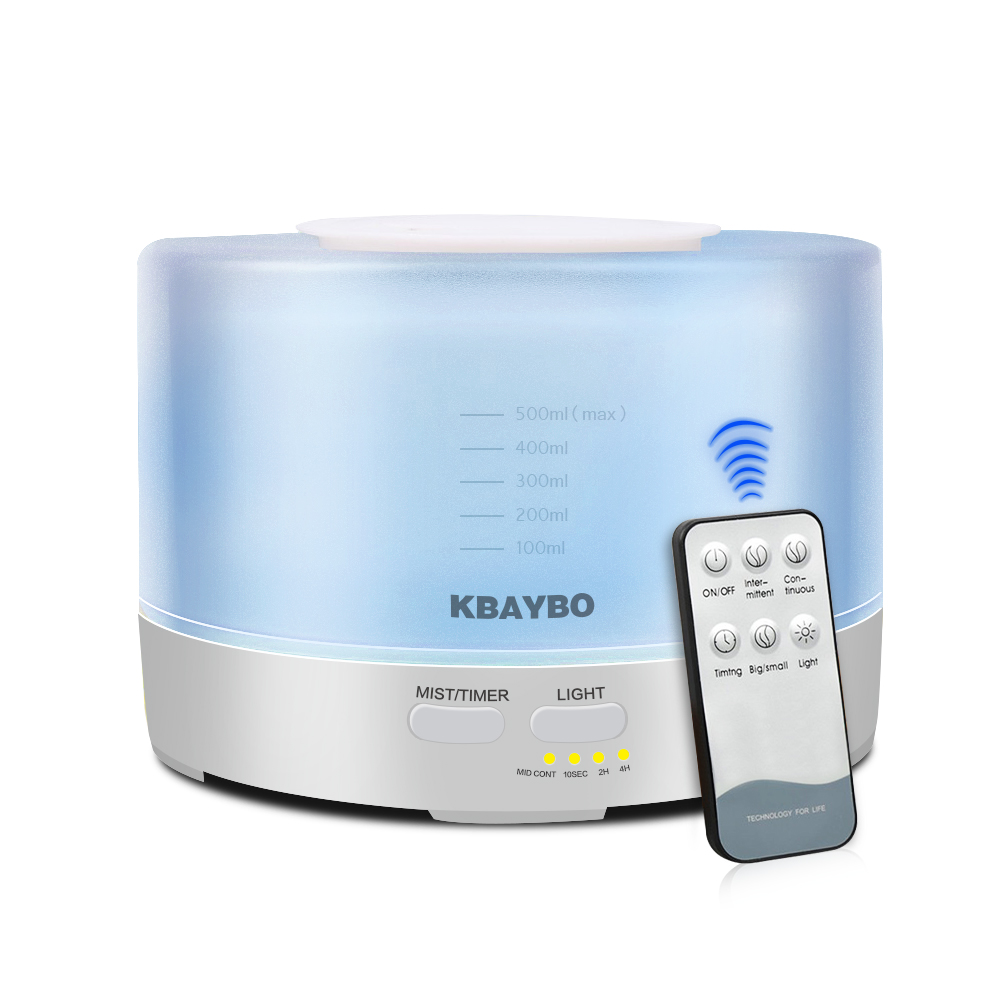 KBAYBO Aroma Ultrasonic air Humidifier 500ml Remote Control Essential Oil diffusers LED Light mist maker Aromatherapy-image-422197148