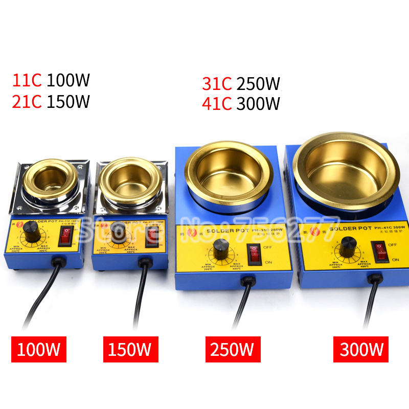 

100W 150W 250W 300W Lead-free Solder Pot Soldering Desoldering Bath Titanium Plate 36mm 50mm 80mm 100mm200-480 Degree 220V