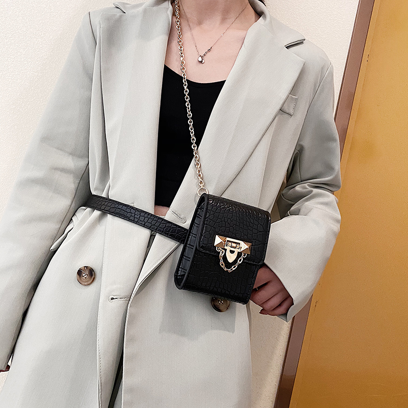 

Belt Bag For Women 2020 Fashion Small Waist Packs Bags Women Fanny Pack Ladies PU Leather Waist Belt Bag Mini Disco Bags, Black