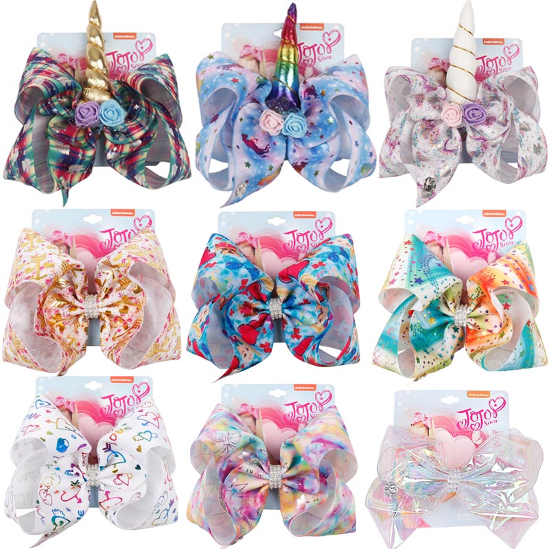 

Hair Bows 8 inch Unicorn Big Christmas Bow Barrettes Colorful Hair accessories with flower fashion lovely hair bows, As picture