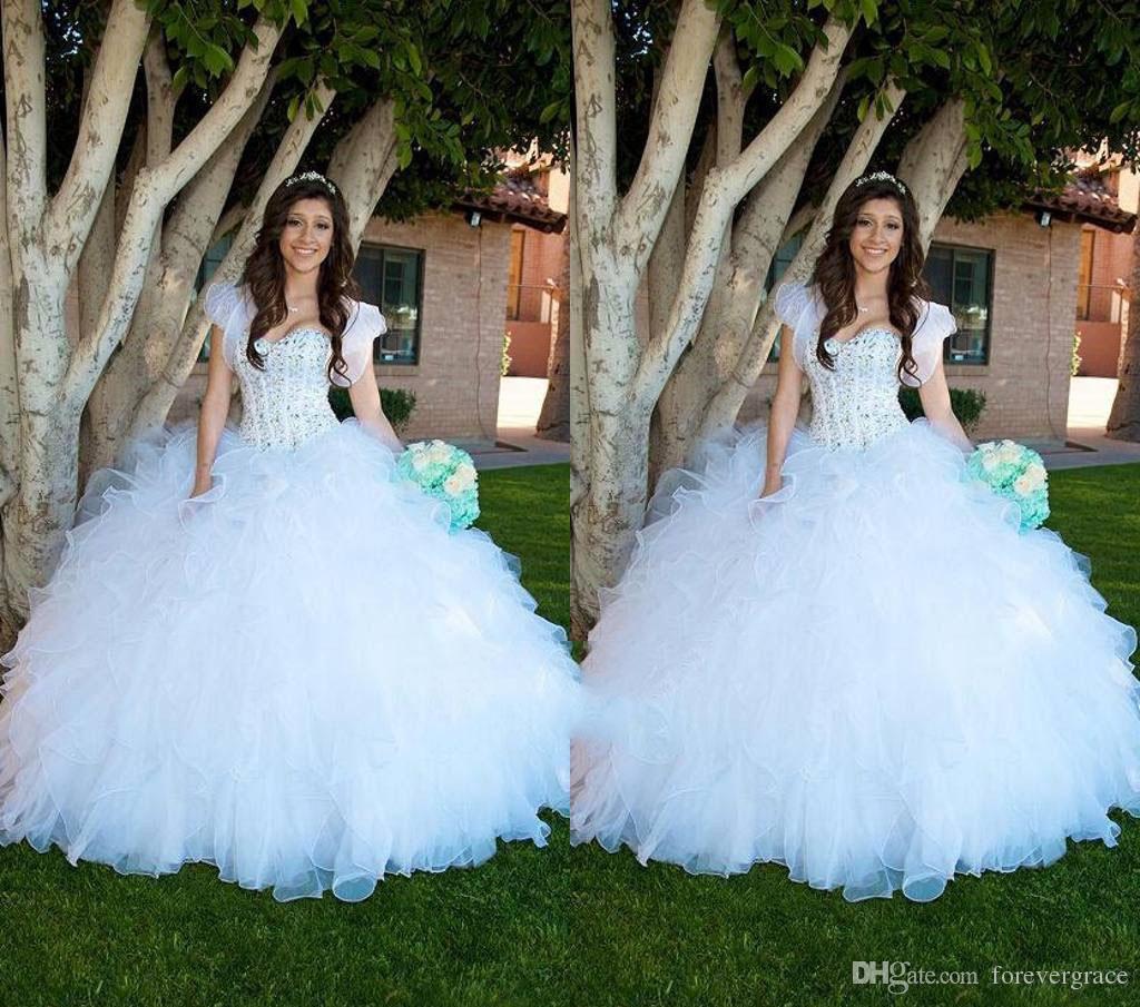 

2019 Vintage Luxury Long Wedding Dress White Princess Beaded Tiered Ruffle Bridal Gown Plus Size Custom Made, Gold