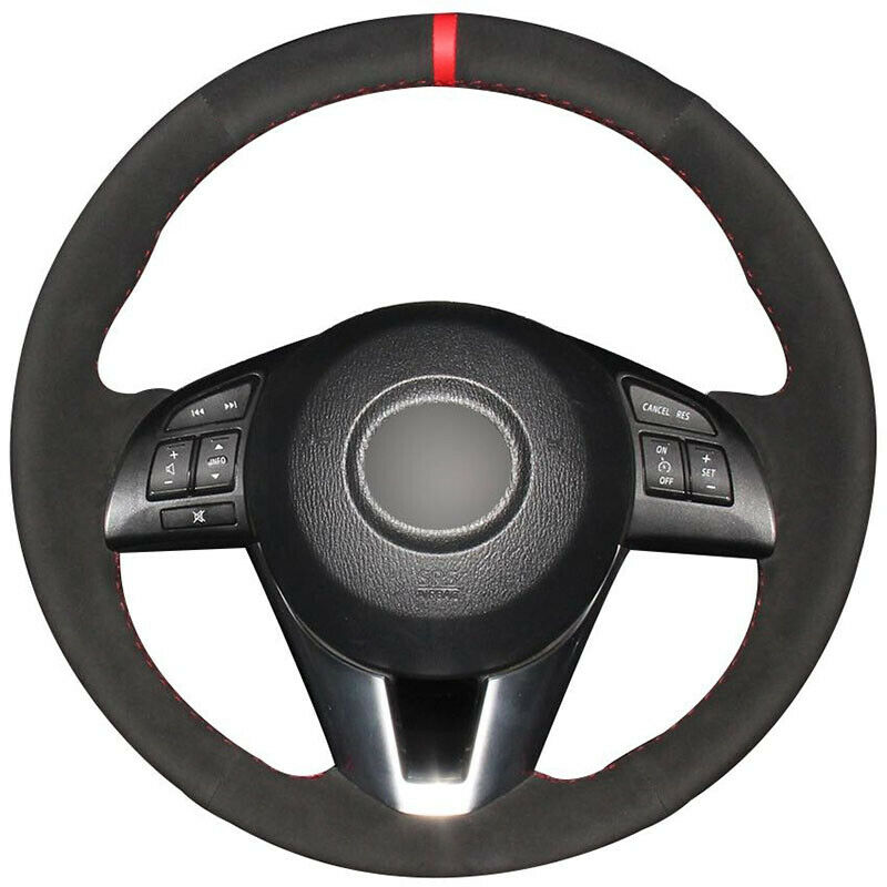Housse de volant de voiture en daim noir bricolage pour Mazda 3 Axela 6 Atenza 2 CX-3 CX-5 CX3