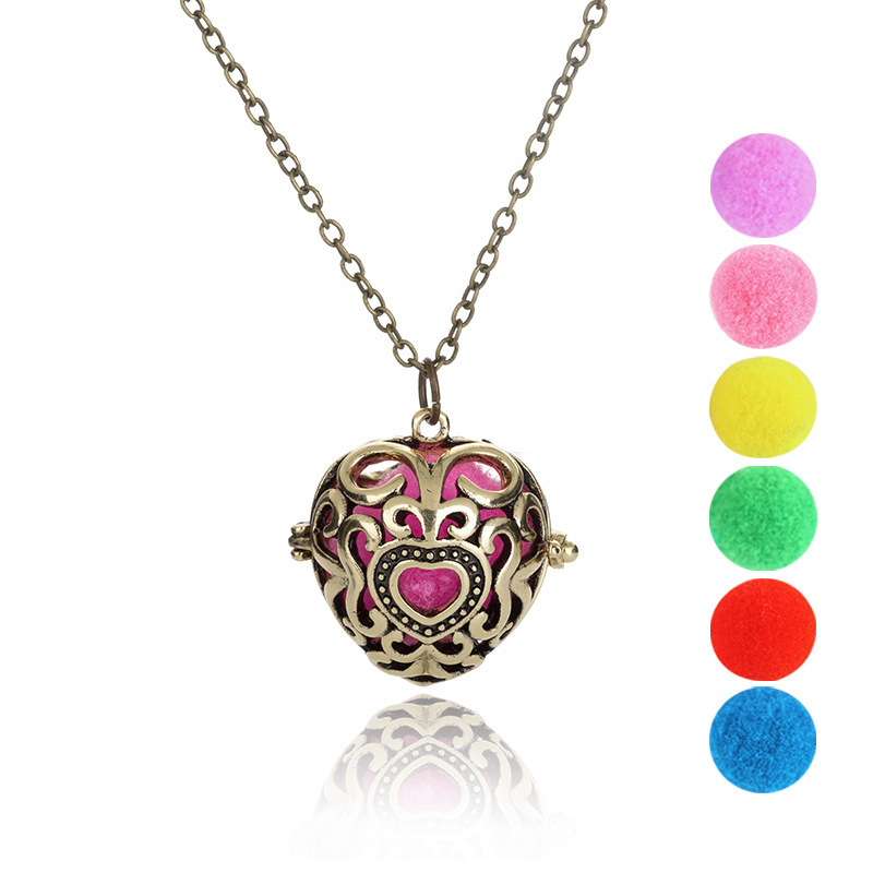 

Hollow Out Cage Peach Pattern Necklace Can Open Aromatherapy Color Ball Diy Pendeloque Cut Gift