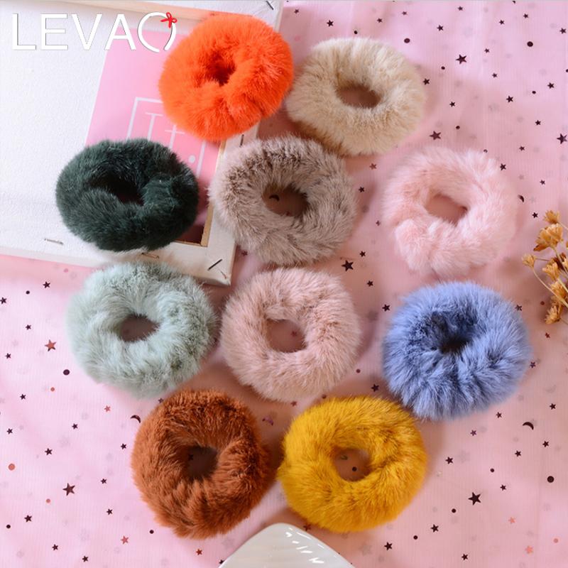 

Levao Fluffy Furry Scrunchies Cute Elastic Hair Ring Hair Accessories For Girls Winter Warm Ponytail Band Rope